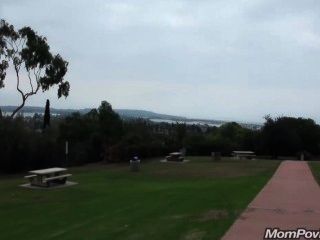 Busty Cougar Gets Fucked Outdoors And Takes Cum In Her Mouth