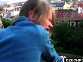 Public Sex, Public Blowjob. Czech Couple Fucking Outside