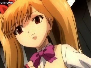 Blonde Anime Teenie Doing Handjob In The Trai